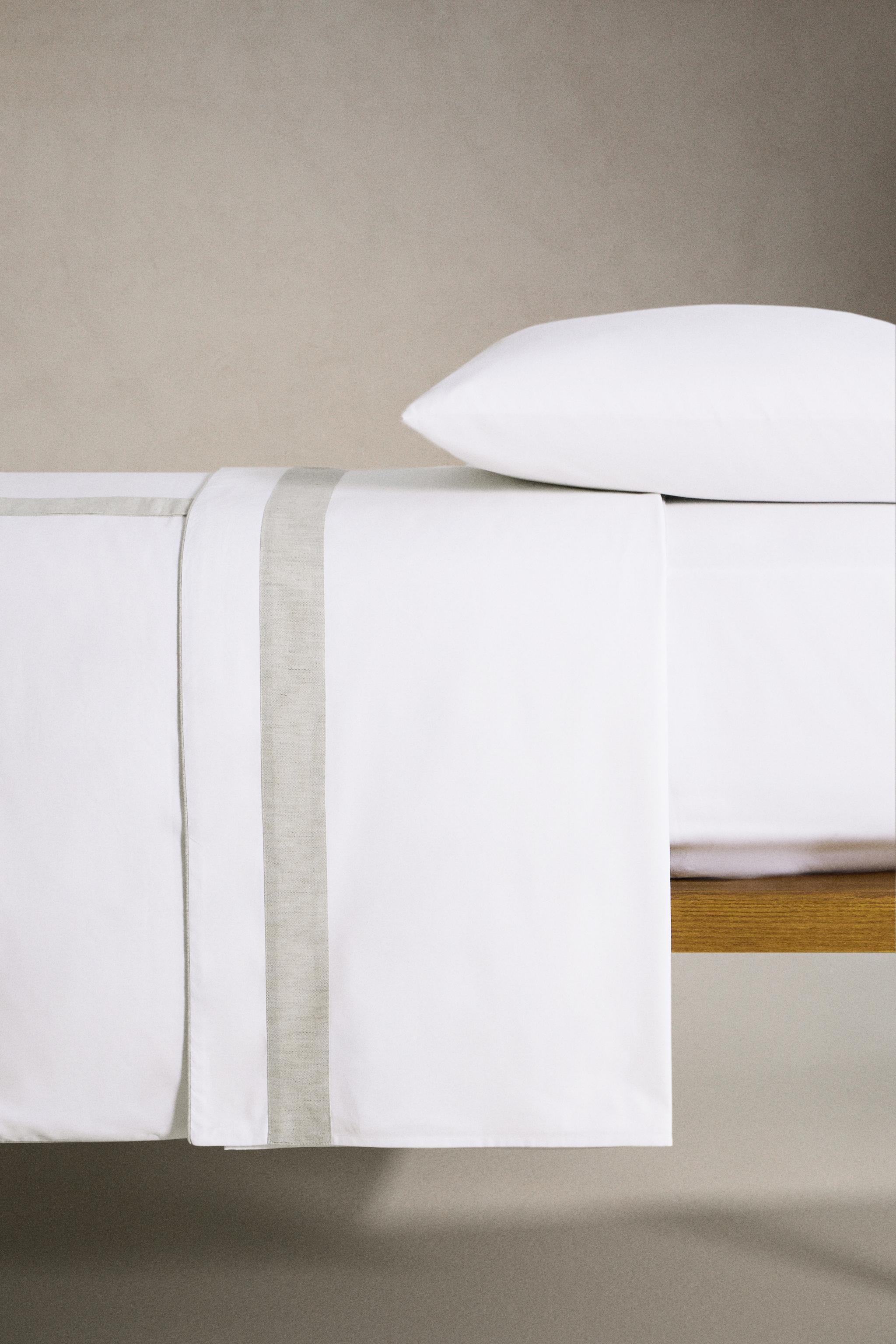 HOUSSE DE COUETTE COTON LISERÉ